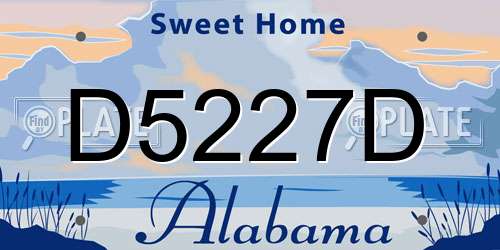 D5227D Alabama License Plate
