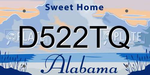 D522TQ Alabama License Plate