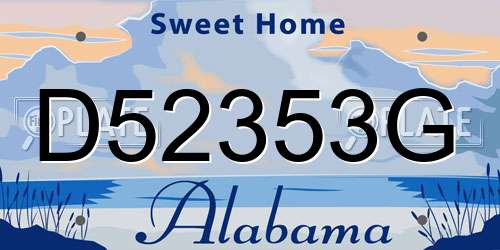 D52353G Alabama License Plate