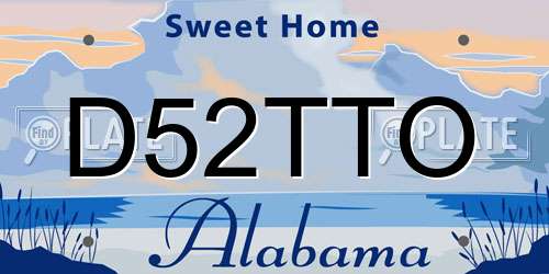 D52TTO Alabama License Plate