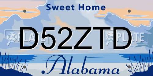 D52ZTD Alabama License Plate
