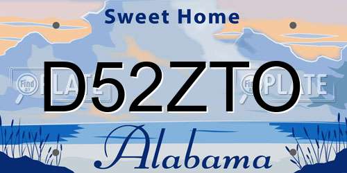 D52ZTO Alabama License Plate