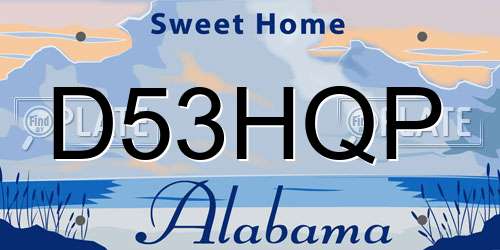 D53HQP Alabama License Plate