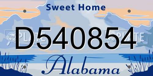 D540854 Alabama License Plate