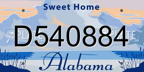 D540884 Alabama License Plate