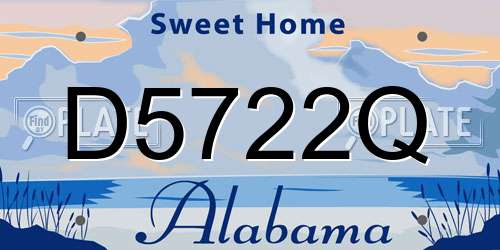 D5722Q Alabama License Plate