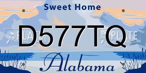 D577TQ Alabama License Plate