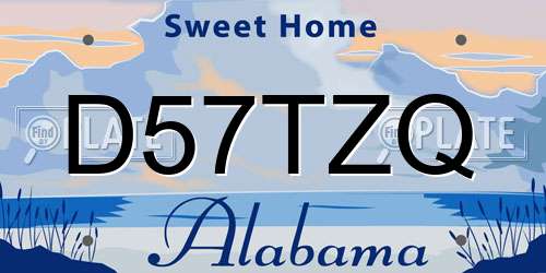 D57TZQ Alabama License Plate