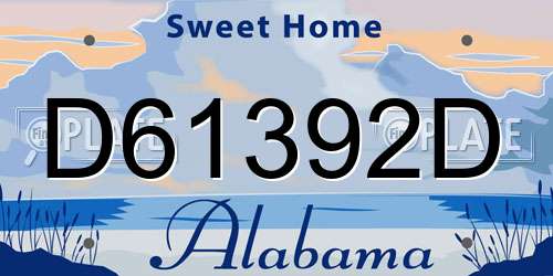 D61392D Alabama License Plate