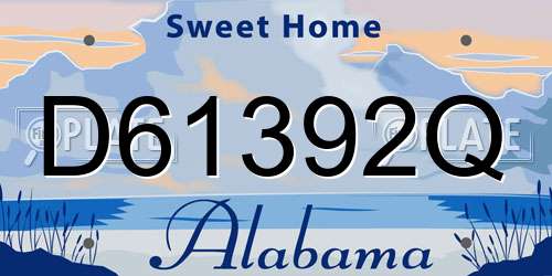 D61392Q Alabama License Plate