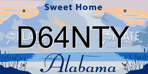 D64NTY Alabama License Plate