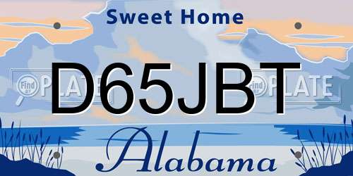 D65JBT Alabama License Plate