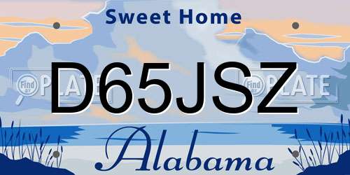 D65JSZ Alabama License Plate