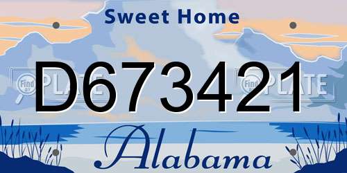 D673421 Alabama License Plate