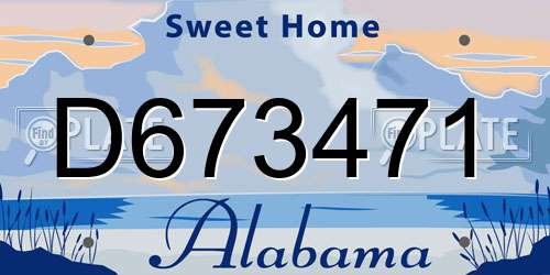 D673471 Alabama License Plate