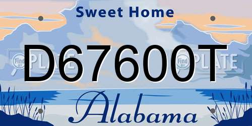 D67600T Alabama License Plate