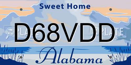 D68VDD Alabama License Plate