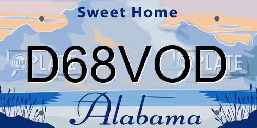 D68VOD Alabama License Plate