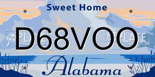D68VOO Alabama License Plate