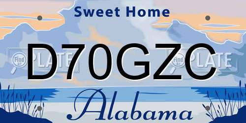 D70GZC Alabama License Plate