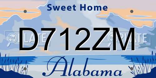 D712ZM Alabama License Plate