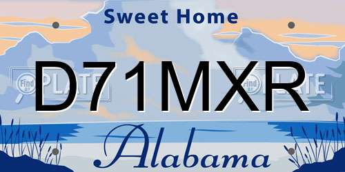 D71MXR Alabama License Plate