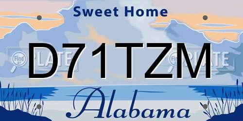 D71TZM Alabama License Plate