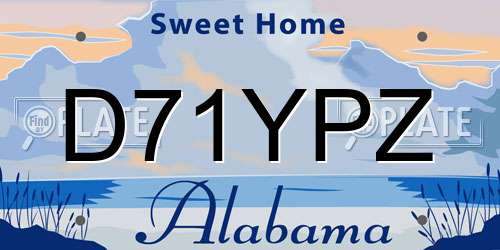 D71YPZ Alabama License Plate