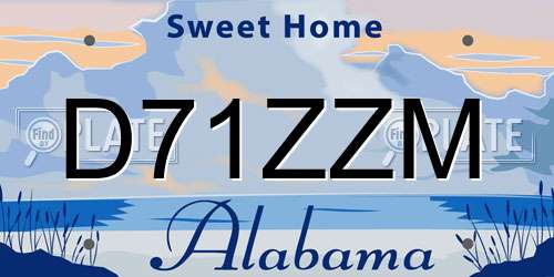 D71ZZM Alabama License Plate