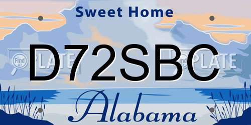 D72SBC Alabama License Plate