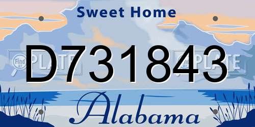 D731843 Alabama License Plate