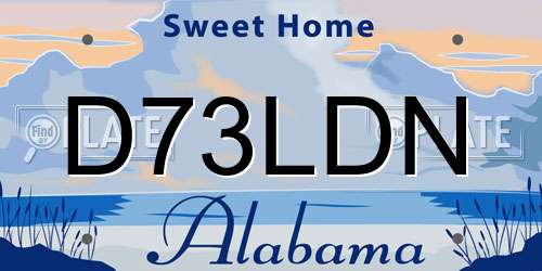 D73LDN Alabama License Plate