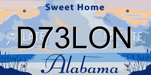 D73LON Alabama License Plate