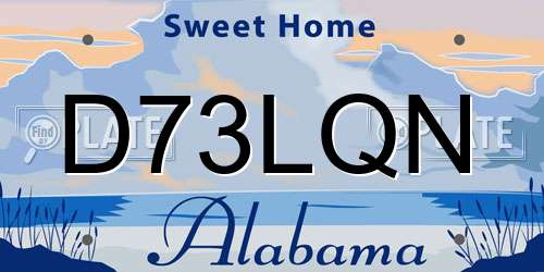 D73LQN Alabama License Plate