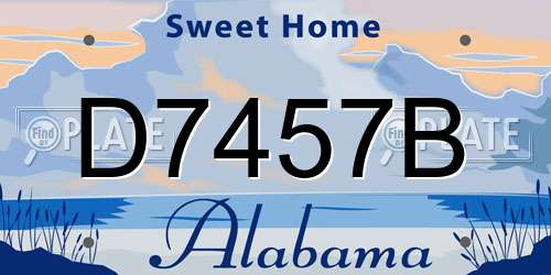 D7457B Alabama License Plate