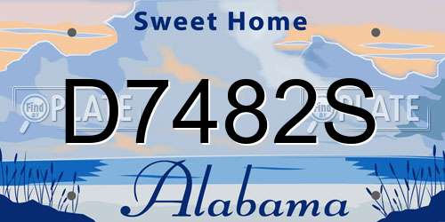 D7482S Alabama License Plate