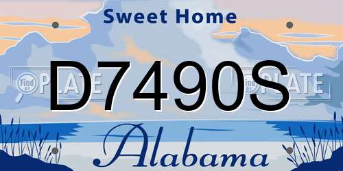 D7490S Alabama License Plate
