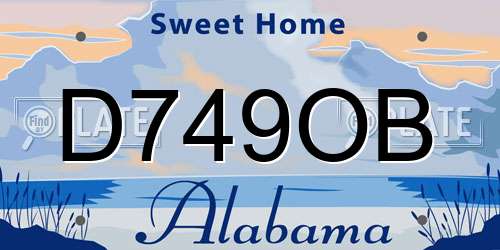 D749OB Alabama License Plate