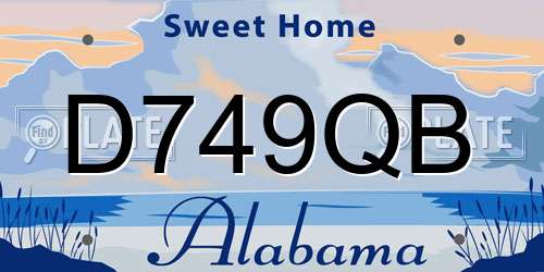 D749QB Alabama License Plate