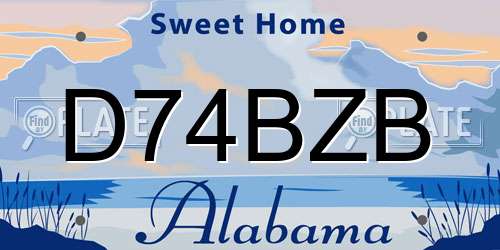 D74BZB Alabama License Plate
