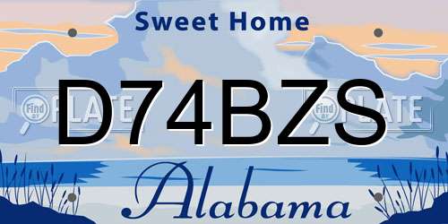 D74BZS Alabama License Plate