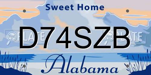 D74SZB Alabama License Plate