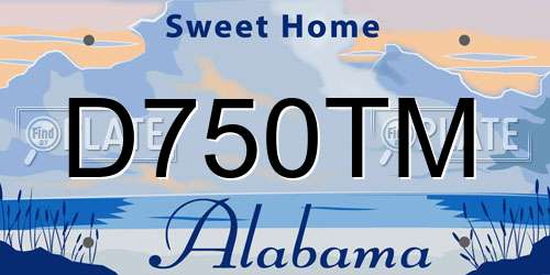 D750TM Alabama License Plate