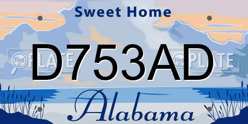 D753AD Alabama License Plate
