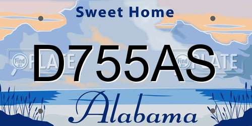 D755AS Alabama License Plate