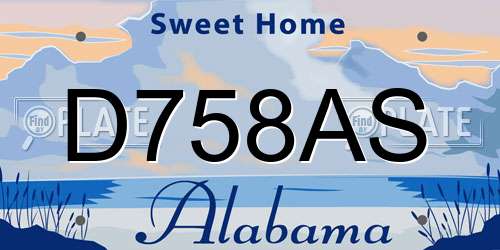D758AS Alabama License Plate