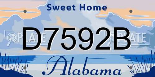 D7592B Alabama License Plate
