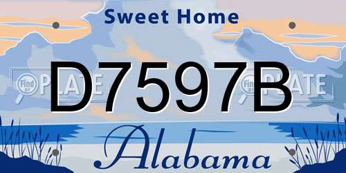 D7597B Alabama License Plate