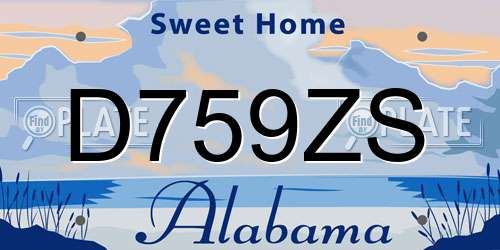 D759ZS Alabama License Plate