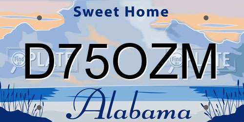 D75OZM Alabama License Plate